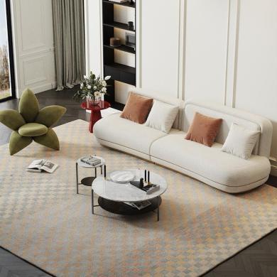 洛品家具网红款羊羔绒沙发 侘寂奶油风布艺弧形客厅大小户型沙发