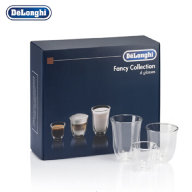 Delonghi 德龙 (DeLonghi)双层创意卡布基诺防烫隔热咖啡杯玻璃杯礼盒装咖啡杯礼盒套装