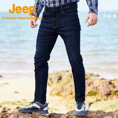 Jeep/吉普新款户外针织牛仔裤男士防风锁温长裤高腰水洗休闲裤J232093674