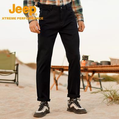 Jeep/吉普弹力棉透气男士牛仔裤户外修身休闲裤宽松锥形小脚裤J232093673
