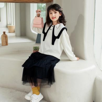 巧兜女童卫衣秋冬季2023新款韩版洋气中大童儿童长袖T恤女孩秋款上衣6711
