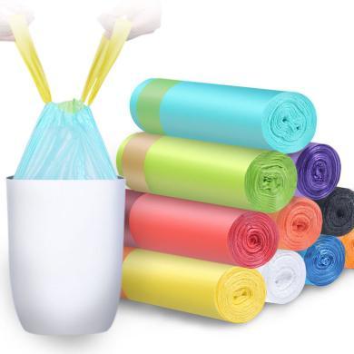 乐活时光家用加厚抽绳彩色垃圾袋手提自动收口一次性厨房垃圾袋塑料袋PJFH211
