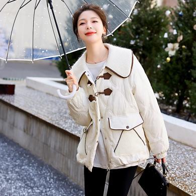 轩品媛 冬季新款小香风时尚娃娃领小个子90白鸭绒羽绒服 ASLZ8868