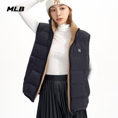 MLB秋冬新款基本款毛绒双面穿羽绒羊羔绒马甲男女同款上衣H-3ADVB0326