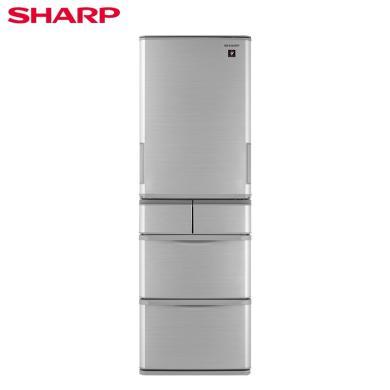 夏普(SHARP)412L升五门多门消菌除异味除臭风冷无霜自动制冰进口压缩机变频节能家用左右开门冰箱 银色