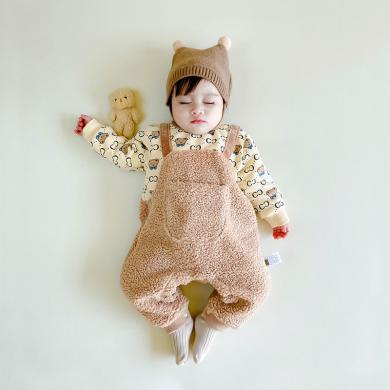 Peninsula Baby婴儿连体衣冬季新品男女宝宝衣服背带假两件韩版新生儿婴儿服装