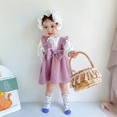 Peninsula Baby女童裙套装春秋新款中小童背带裙1-3岁小女孩洋气套裙两件套