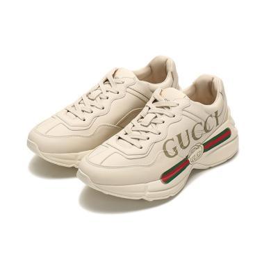 【支持购物卡】GUCCI古驰 Rhyton系列女士Gucci标识皮革运动鞋休闲鞋 香港直邮