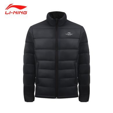 李宁（LI-NING） 羽绒服男秋冬季保暖外套短款白鸭绒棉服舒适百搭 TH-AYMS199 黑色