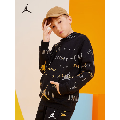 Nike Air Jordan 耐克童装男童加绒保暖卫衣冬季儿童连帽上衣 rookie JDB-PO-B110