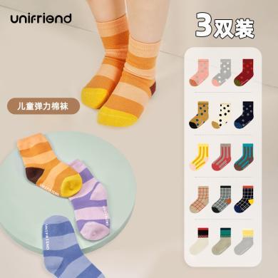 unifriend韩国儿童袜子女童糖果袜男童长筒袜宝宝3色装不退不换