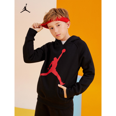 Nike Air Jordan 耐克童装男童加绒保暖连帽卫衣秋冬儿童针织休闲运动上衣rookie JDB-PO-4382