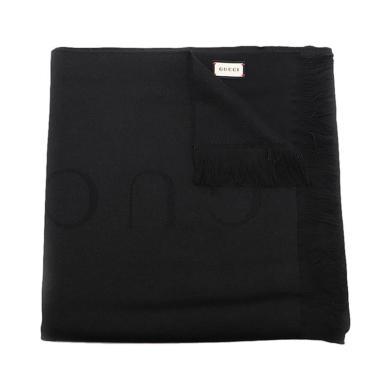【支持购物卡】GUCCI 古驰 女士黑色羊毛围巾 599437-3G200-1000 节日礼物生日礼物