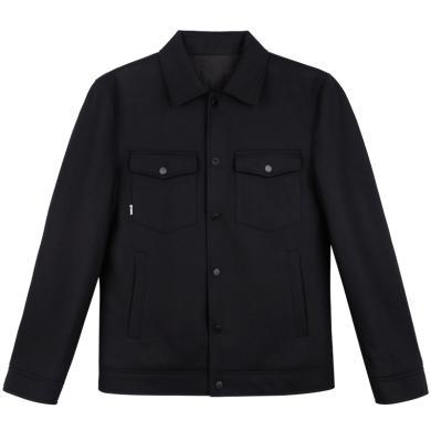 【多口袋翻领】才子男装工装棉服男冬季新款短款大衣黑色夹克羊毛外套22231E1721
