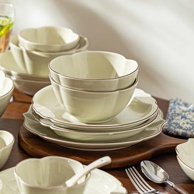 摩登主妇蔷薇花餐具套装碗盘家用2022新款汤碗面碗陶瓷沙拉碗饭碗