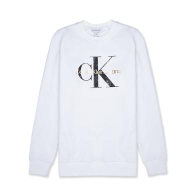 【支持购物卡】Calvin Klein 卡尔文.克莱恩 CK男士新款时尚气质经典圆领卫衣 百搭白色 香港直邮