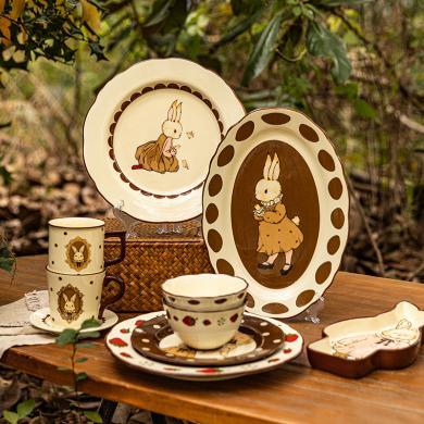 摩登主妇原创复古赫拉兔陶瓷碗家用2022款餐具可爱碗盘套装米饭碗