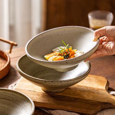 摩登主妇日式陶瓷拉面碗家用斗笠面碗单个创意菜碗复古粗陶沙拉碗