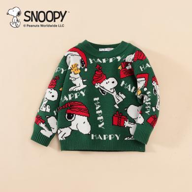 Snoopy史努比童装宝宝套头毛衣儿童上衣圣诞主题新款秋冬季男童秋装男童衣服包邮SF5312005