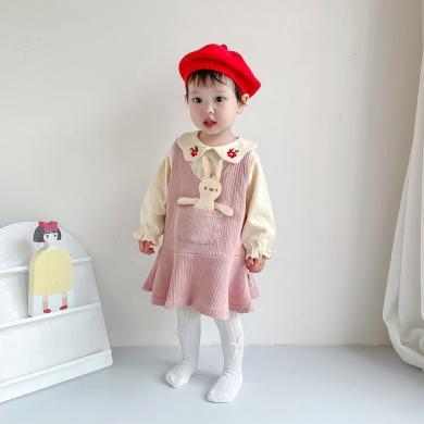 Peninsula Baby婴儿裙套装春秋长袖女宝宝衣服甜美背带两件套韩版儿童连衣裙