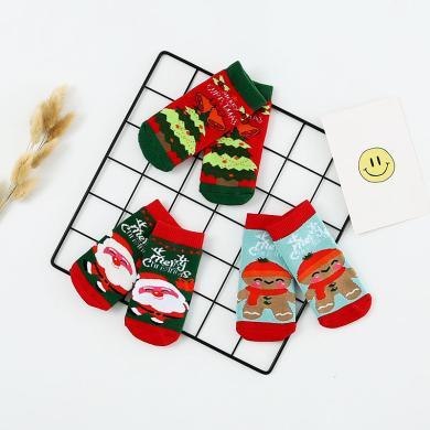 Peninsula Baby（3双装）圣诞节日男女儿童袜子卡通保暖宝宝袜绣花圣诞老人婴童袜棉