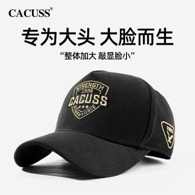 CACUSS/卡古斯男士帽子男棒球帽刺绣徽章高顶鸭舌帽大头围硬顶纯棉帽子 BQ220622