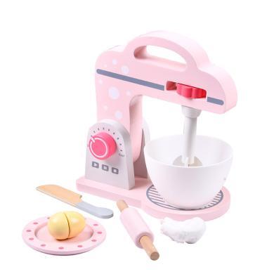 木丸子儿童益智开发木制类玩具厨房系列厨房用具粉色搅拌机