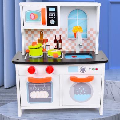木丸子儿童益智开发木制类玩具厨房系列厨房用具迷你白色厨房
