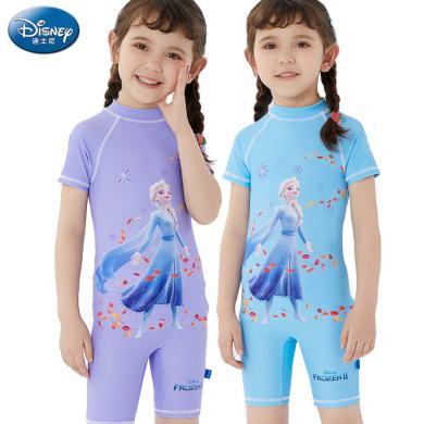 迪士尼女童泳衣新款连体防晒泳装中大儿童速干分体裙游泳衣透气