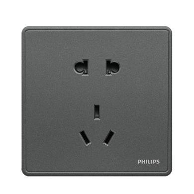 飞利浦家用墙壁USB五孔深灰色开关面板空调86型插座