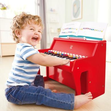 Hape多功能钢琴25键灯光教学电子琴儿童初学家用宝宝木制女孩玩具
