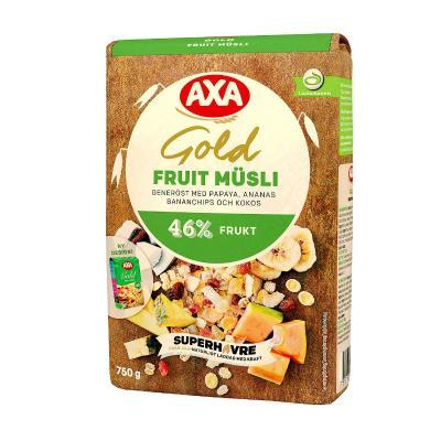 瑞典AXA金装46%水果坚果混合麦片750g营养早餐冲饮干吃即食燕麦片