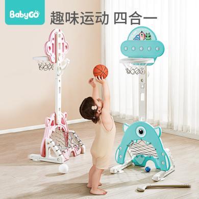 babygo儿童篮球框投篮架宝宝室内可升降闪光球架家用静音篮球玩具