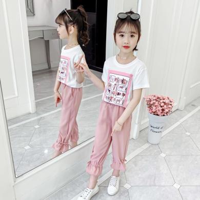 铭佳童话女童夏款套装儿童韩版洋气时髦大童装夏季女孩运动两件套W0202TZ113