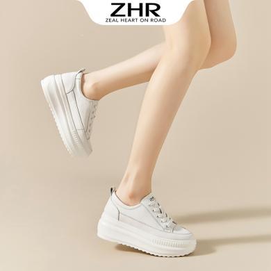 ZHR春新款休闲鞋百搭增高小白鞋圆头厚底松糕鞋女鞋AH212