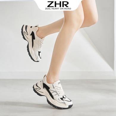 ZHR老爹鞋女春季新款撞色圆头女鞋厚底增高运动鞋ins潮BV03