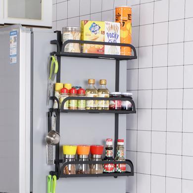 奥纳斯多功能厨房置物挂架日式铁艺冰箱收纳架 黑色壁挂保鲜膜冰箱挂架