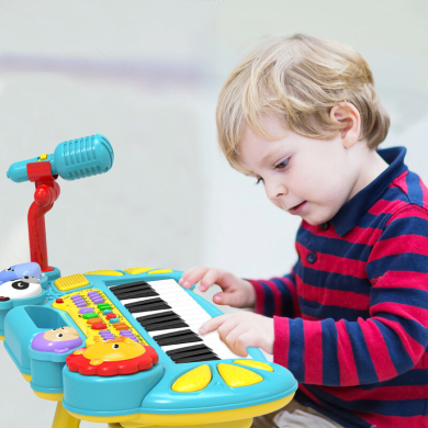 多功能钢琴儿童初学者音乐早教可弹奏带话筒带灯光电子琴玩具