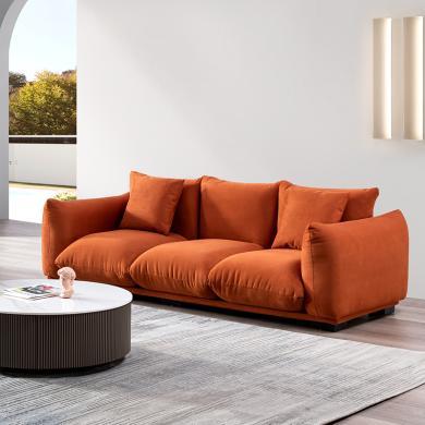 皇家密码 北欧科技布沙发客厅小户型三人位简约现代极简直排布艺沙发组合