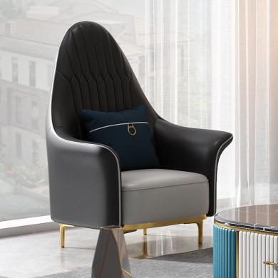 皇家密码 设计师轻奢单人沙发客厅现代简约休闲椅真皮沙发皮艺小户型单人椅