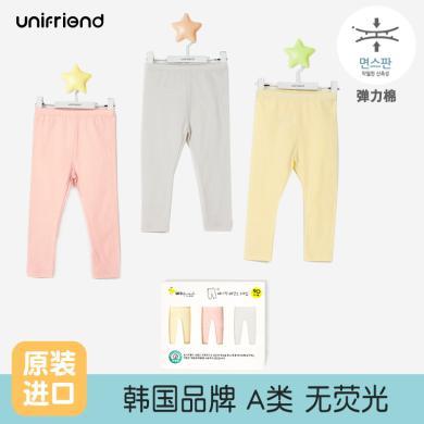 unifriend韩版夏季新款儿童打底裤男女童纯色休闲裤三条盒装