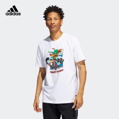 adidas阿迪达斯男装夏季新款篮球运动短袖T恤HE0866