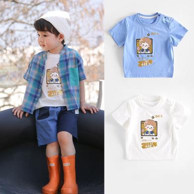好儿屋童装新款男童韩版短袖上衣宝宝薄款纯棉T恤2119