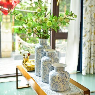 墨菲 新中式青花陶瓷花瓶餐桌玄关电视柜酒柜家居装饰摆件