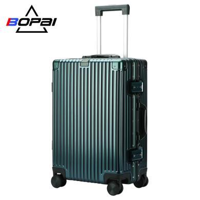 博牌新款PC拉杆箱磨砂铝框旅行箱登机行李箱万向轮20寸24寸