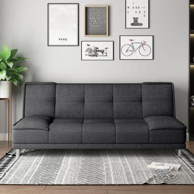 雅客集威尔森休闲沙发床 1.5米 1.8米 2米可选浅黄色、深灰色 简约可折叠小户型客厅多功能公寓两用办公室棉麻布艺沙发