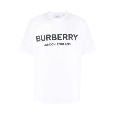 【支持购物卡】BURBERRY 博柏利 巴宝莉  胸前字母图案男士棉质T恤白色 香港直邮