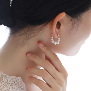 慕梵珠宝  澹雅 小众设计淡水珍珠耳环 复古仙女耳圈