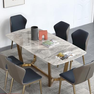 皇家密码 轻奢岩板餐桌椅组合 简约现代家用饭桌 北欧风格餐桌椅组合