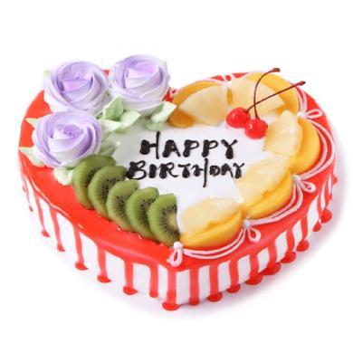 生日蛋糕A-8寸(2磅)心形水果鲜奶蛋糕 全国同城配送当日达-可预约/指定日期配送-1-心形水果鲜奶蛋糕